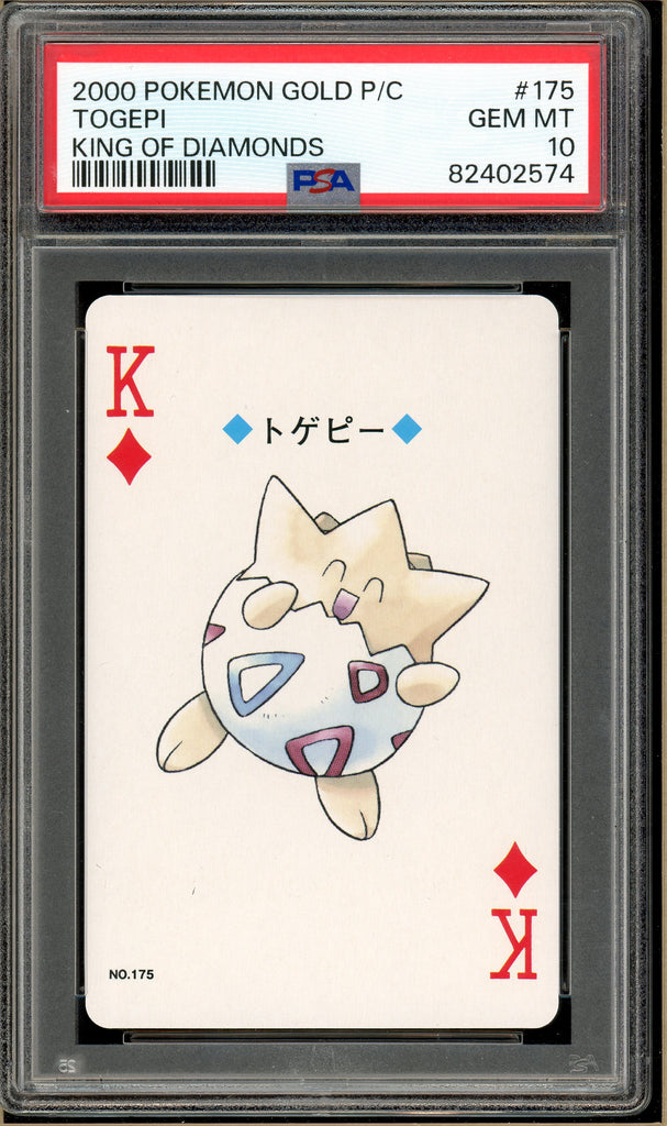 Pokémon - Togepi King of Diamonds, Gold Ho-oh Back Poker Deck #175 PSA 10 front