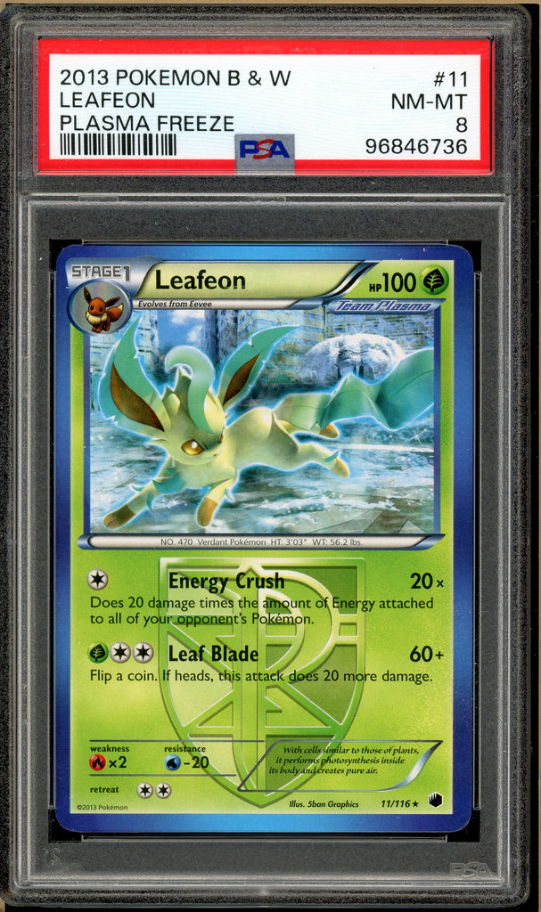 Pokémon - Leafeon, Plasma Freeze #11 PSA 8 Front