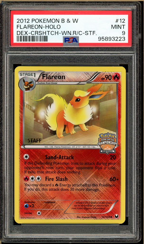 Pokémon - Flareon, Dark Explorers Staff Promo #12 PSA 9 Front