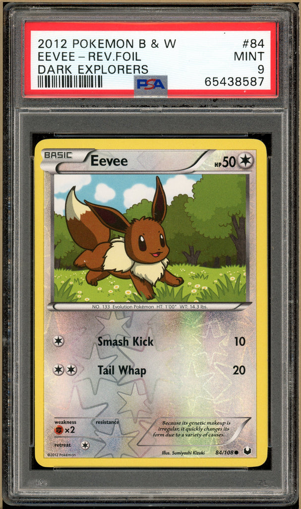 Pokémon - Eevee Reverse Holo, Dark Explorers #84 PSA 9 Front