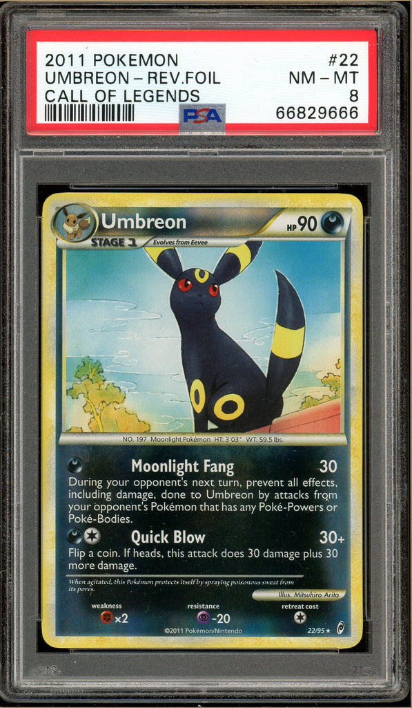 Pokémon - Umbreon Reverse Holo, Call of Legends #22 PSA 8