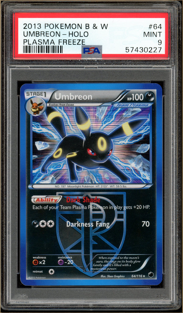 Pokémon - Umbreon Holo, Plasma Freeze #64 PSA 9