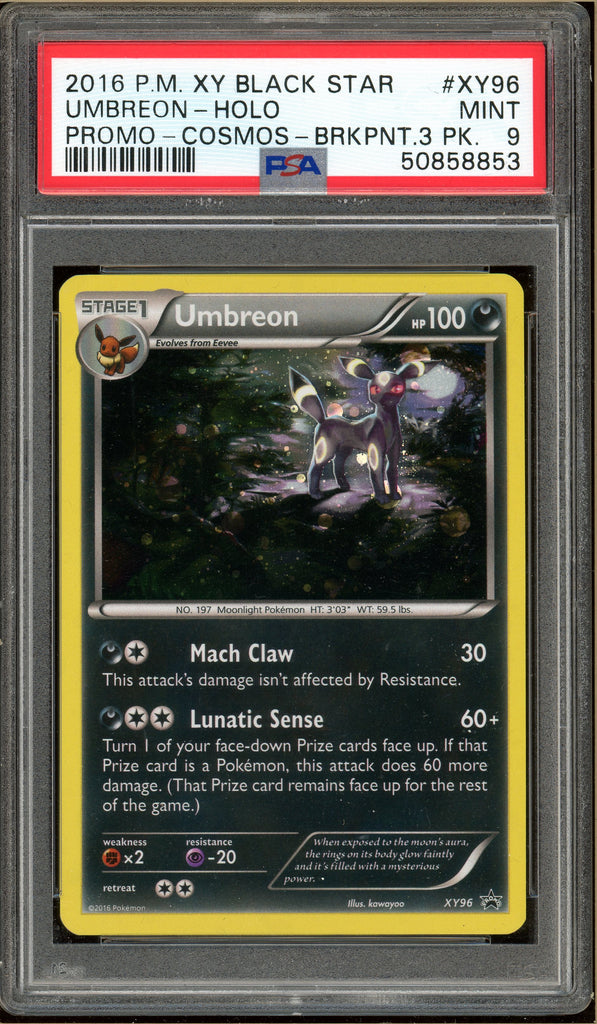 Pokémon - Umbreon XY Black Star Promo 3 Pack Blisters - Cosmos #XY96 PSA 9