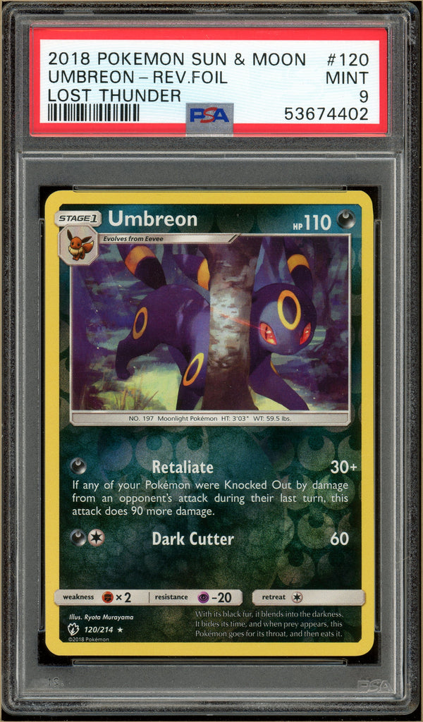 Pokémon - Umbreon Reverse Holo Lost Thunder #120 PSA 9