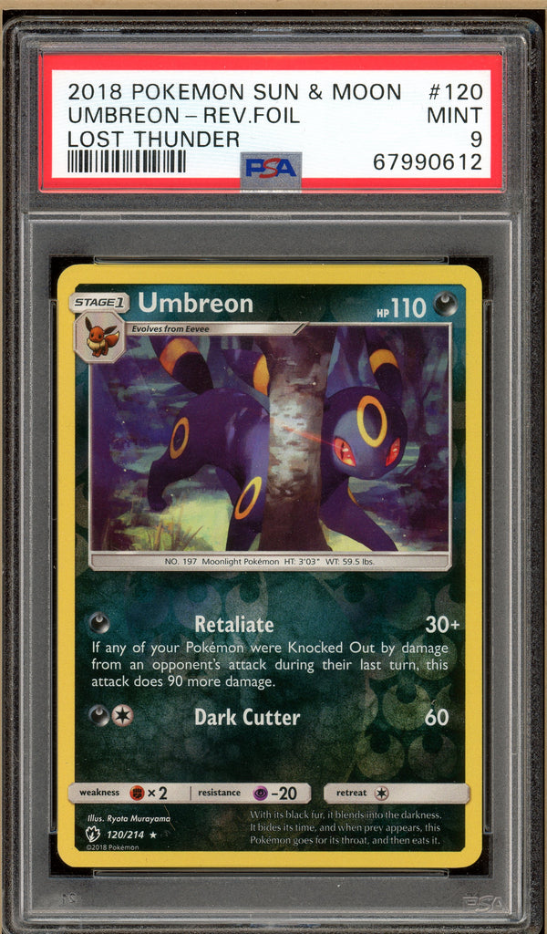 Pokémon - Umbreon Reverse Holo Lost Thunder #120 PSA 9