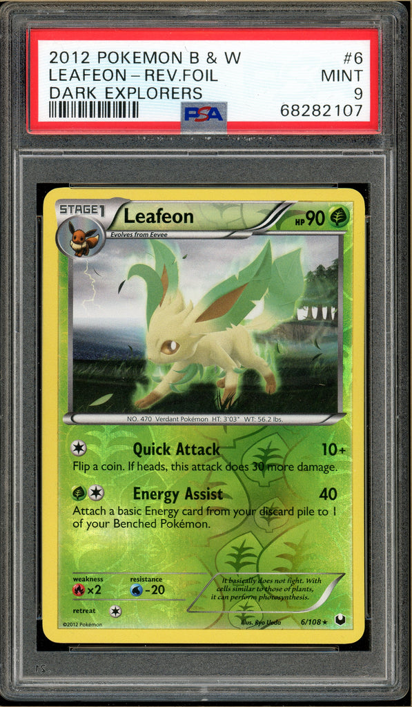 Pokémon - Leafeon Reverse Holo, Dark Explorers #6 PSA 9