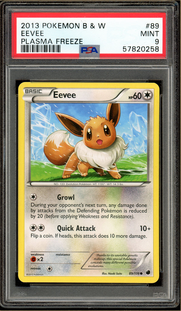 Pokémon - Eevee, Plasma Freeze #89 PSA 9