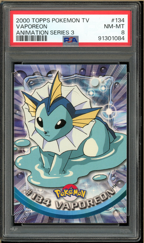 Pokémon - Vaporeon Topps Pokemon TV Animation Series 3 #134 PSA 8
