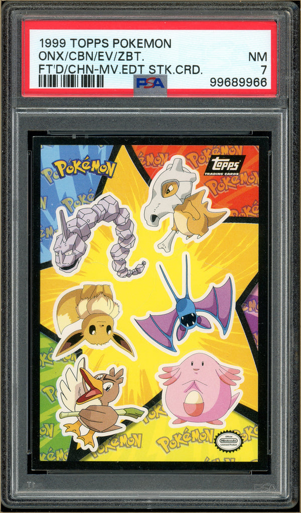 Pokémon - Topps Pokemon The Movie Onix Cubone Eevee Chansey Zubat Sticker PSA 7