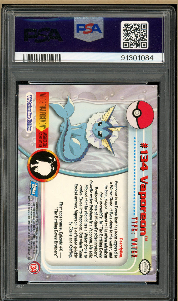 Pokémon - Vaporeon Topps Pokemon TV Animation Series 3 #134 PSA 8 back