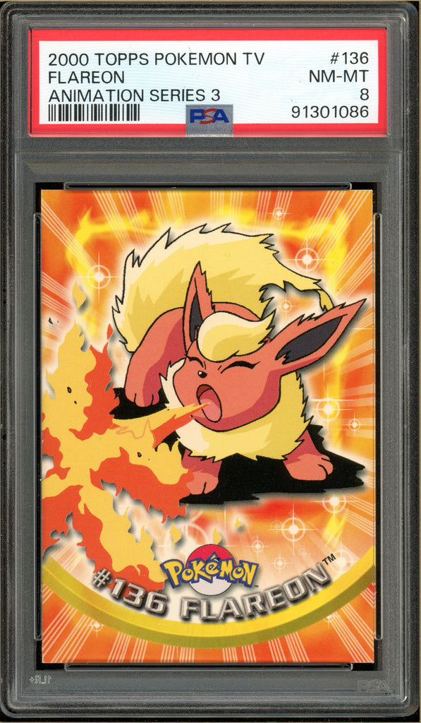 Pokémon - Flareon Topps Pokemon TV Animation Series 3 #136 PSA 8
