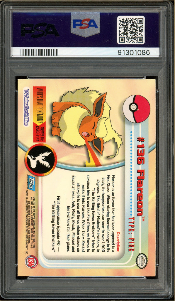 Pokémon - Flareon Topps Pokemon TV Animation Series 3 #136 PSA 8 back