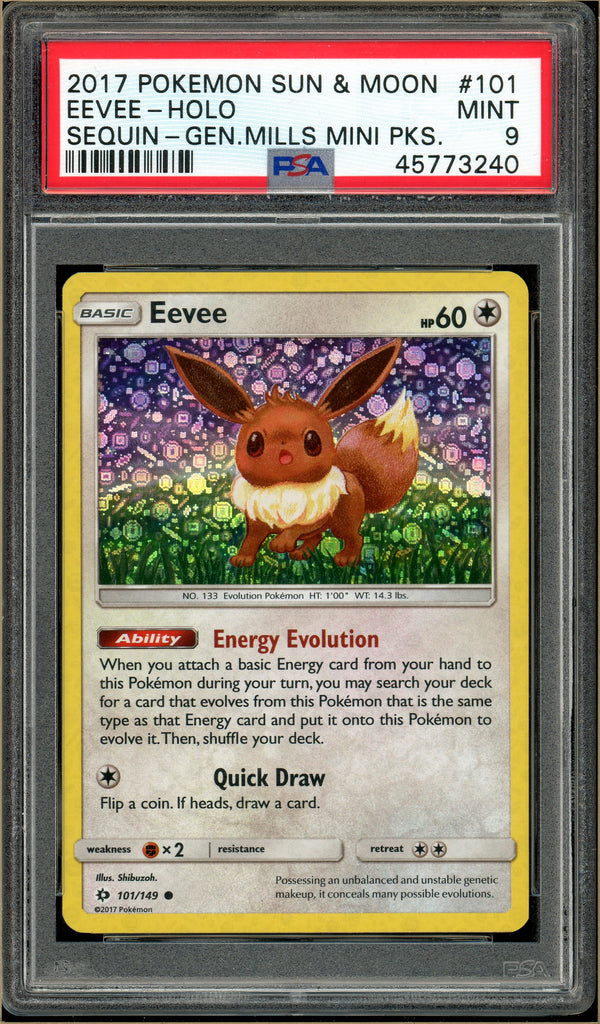 Pokemon - Eevee Sequin - General Mills #101 PSA 9