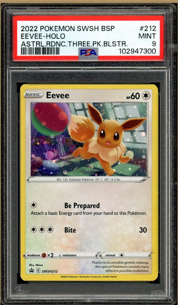 Pokémon - Eevee, Astral Radiance Three Pack Blisters #212 PSA 9