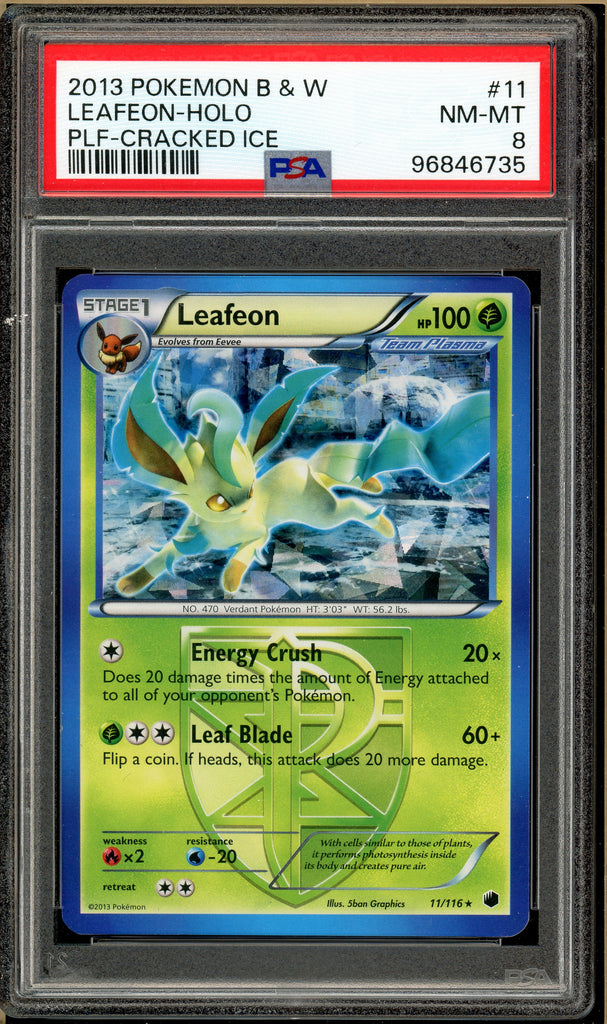 Pokémon - Leafeon Cracked Ice, Plasma Freeze #11 PSA 8