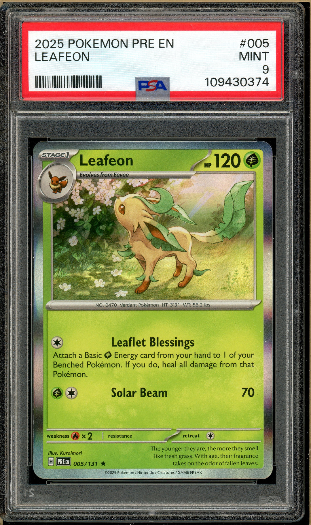 Over the Brick Pokmon - Leafeon Prismatic Evolutions #005 PSA 9 Over the Brick Pokmon - Leafeon Prismatic Evolutions #005 PSA 9