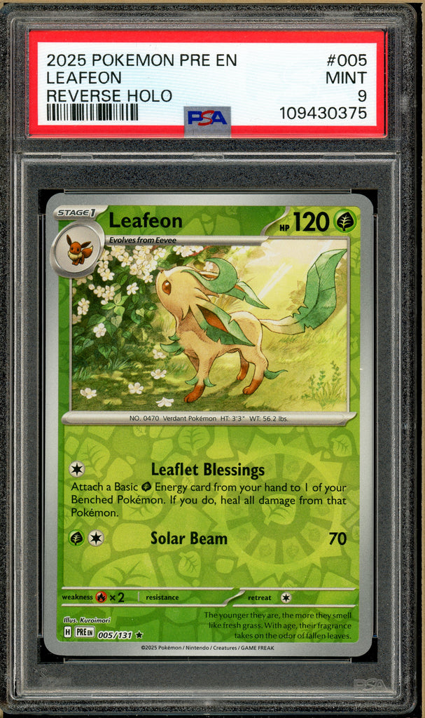 Pokémon - Leafeon Reverse Holo Prismatic Evolutions #022 PSA 9