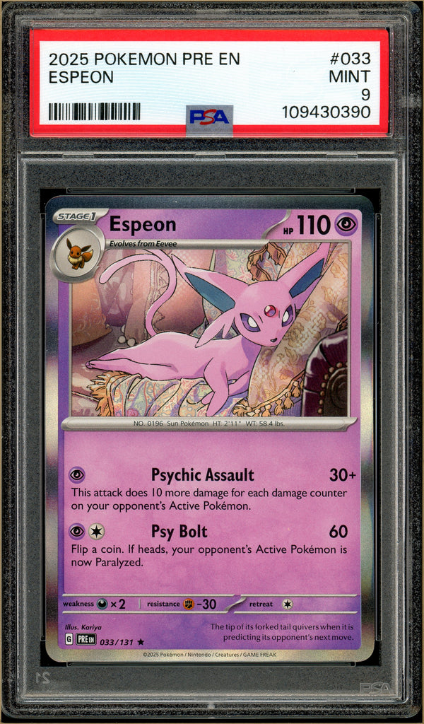Pokémon - Espeon Prismatic Evolutions #033 PSA 9