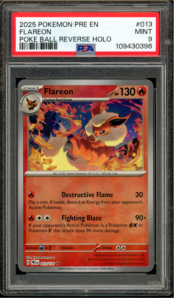 Pokémon - Flareon Poke Ball Reverse Holo Prismatic Evolutions #013 PSA 9