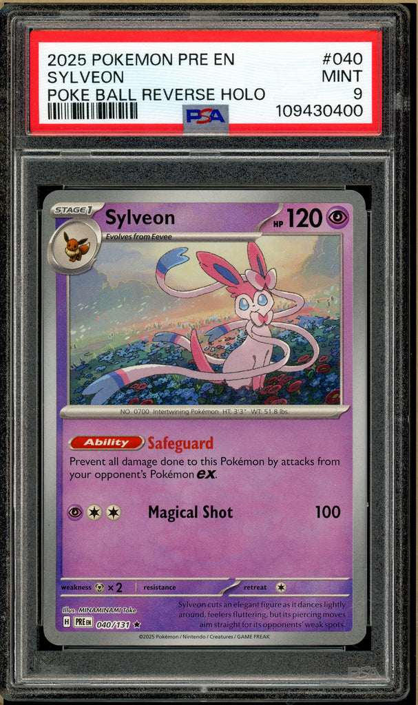 Pokémon - Sylveon Poke Ball Reverse Holo Prismatic Evolutions #040 PSA 9