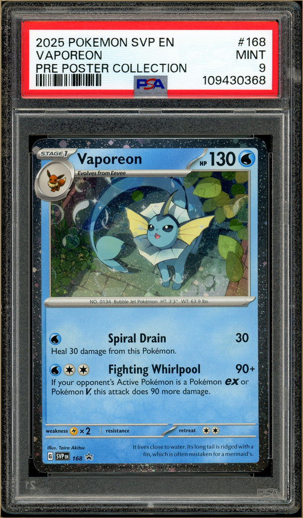 Pokémon - Vaporeon  Poster Collection Prismatic Evolutions #168 PSA 9