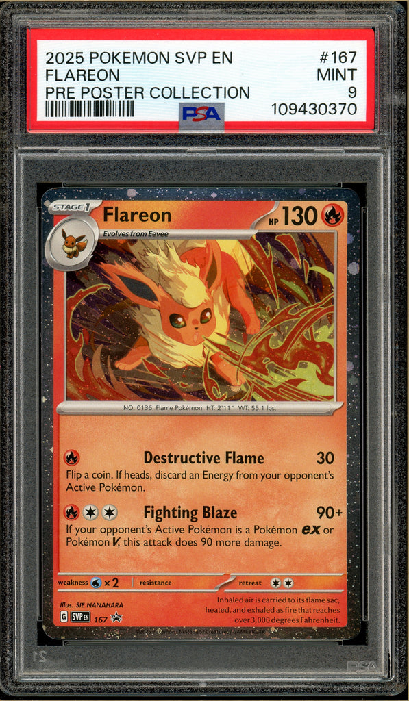 Pokémon - Flareon Poster Collection Prismatic Evolutions #167 PSA 9