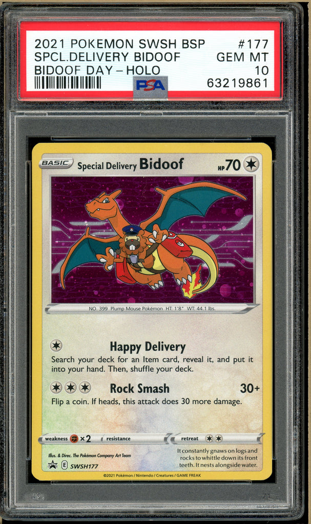 Pokémon - Delivery Bidoof Black Star Promo #177 PSA 10