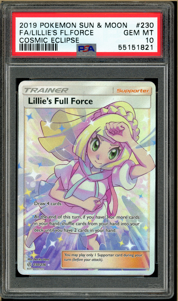 Pokémon - Full Art Lillie's Full Force Cosmic Eclipse #230 PSA 10 Front