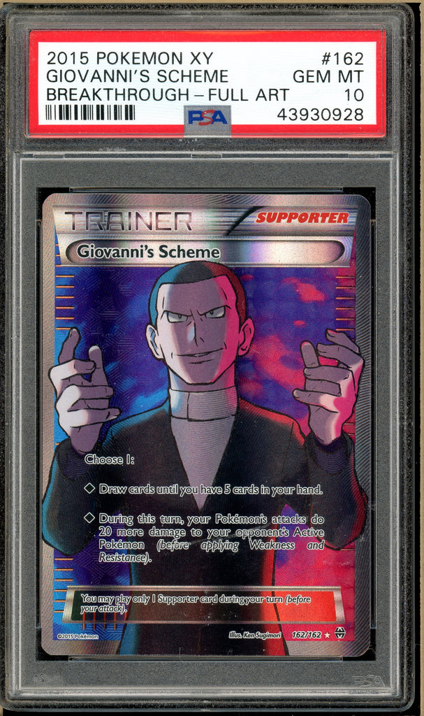 Pokémon - Full Art Giovanni's Scheme Breakthrough #162 PSA 10 Front