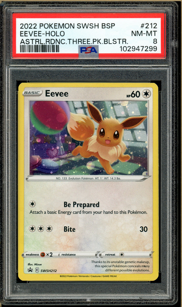 Pokémon - Eevee, Astral Radiance Three Pack Blisters #212 PSA 8