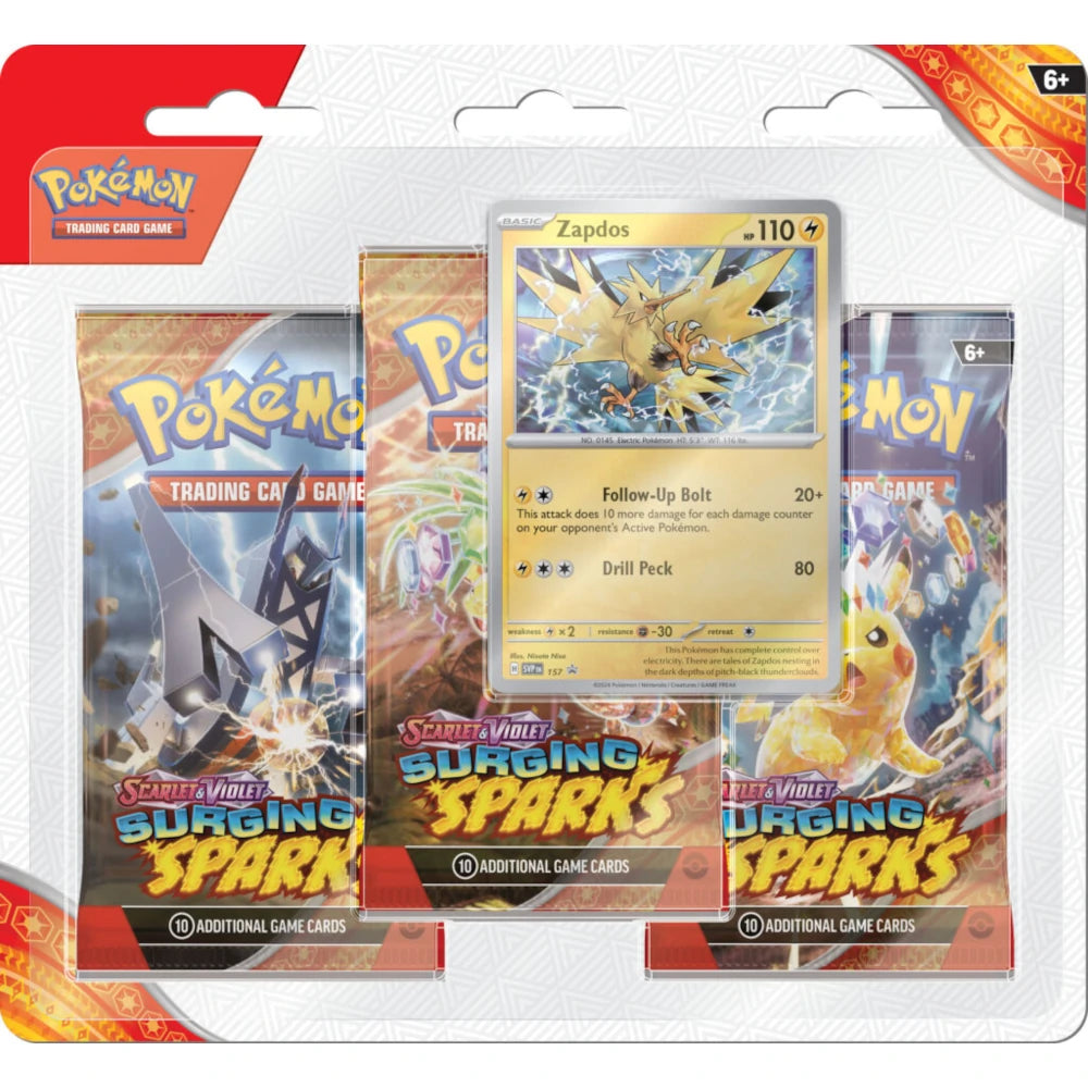 Pokémon Scarlet & Violet: Surging Sparks 3-Pack Blister zapdos