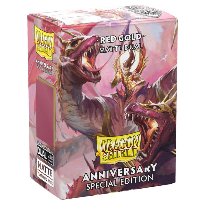 Dragon Shield: Dual Matte Sleeves - 25th Anniversary Red & Gold (100ct)