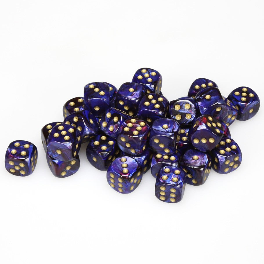 Chessex Scarab Royal Blue with Gold Pips 12mm Dice Block (36 dice)