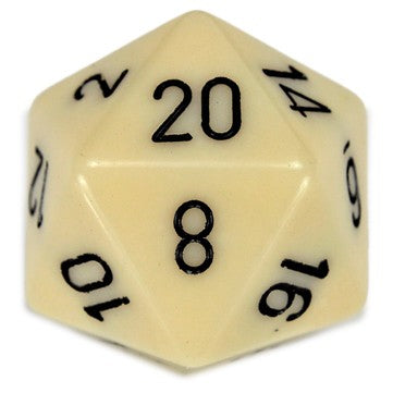 Chessex 34mm d20 Ivory with Black Numbers