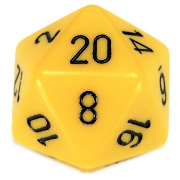 Chessex 34mm d20 Yellow with Black Numbers