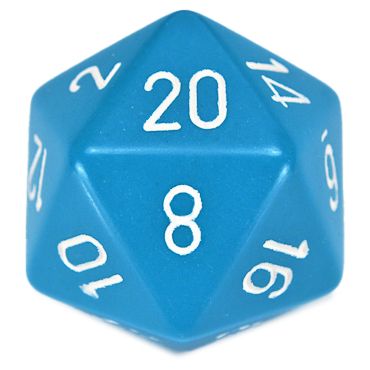 Chessex 34mm d20 Light Blue with White Numbers