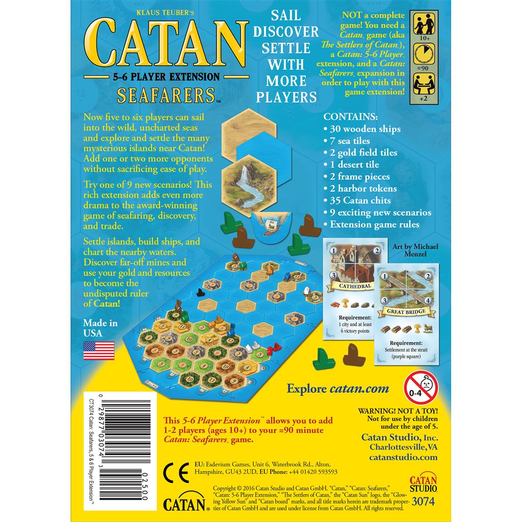 Catan Extension: Seafarers 5-6 Player back of the box