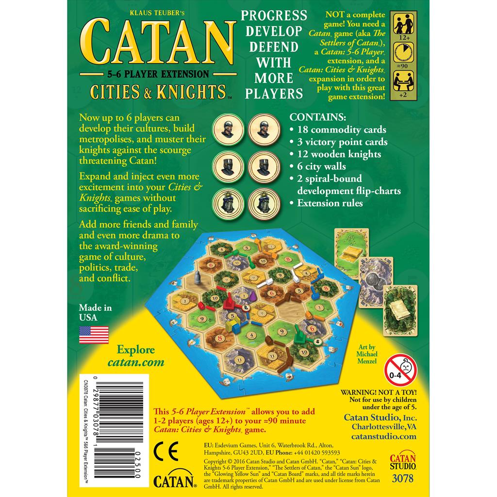 Catan Extension: Cities & Knights 5-6 Players back of the box