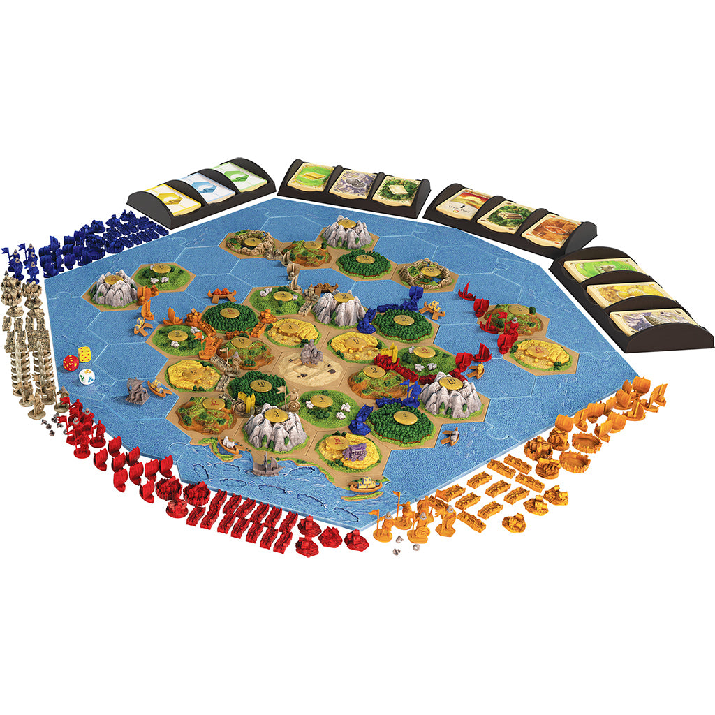 Catan: 3D Seafarer + Cities & Knights Expansion game content
