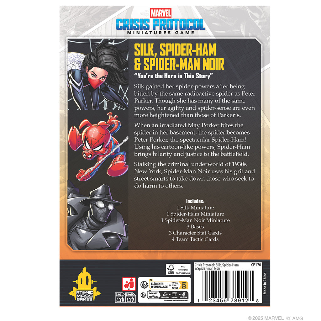 Marvel Crisis Protocol - Silk, Spider-Ham & Spider-Man Noir back