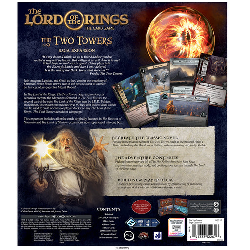 Lord of The Rings: The Two Towers Saga Expansion back of the box