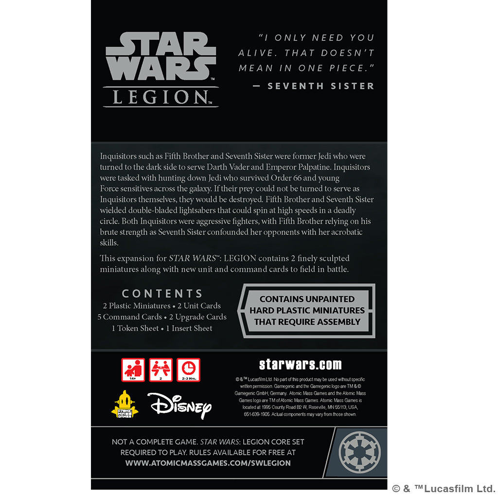 Star Wars Legion - Fifth Brother And Seventh Sister Operative Expansion back