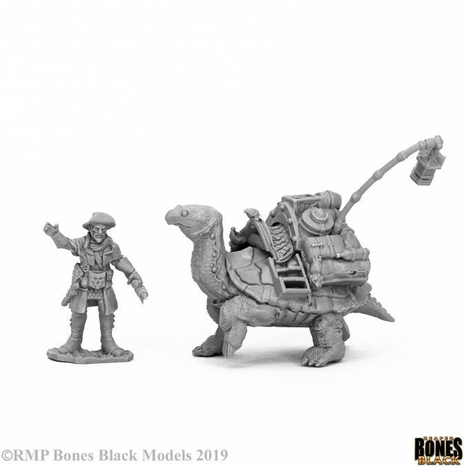 Reaper 44053: Dreadmere Tortoise & Drayman Reaper Bones Black