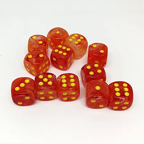 Chessex Ghostly Glow™ Orange with Yellow Numbers 16 mm d6 Dice Block (12 dice)