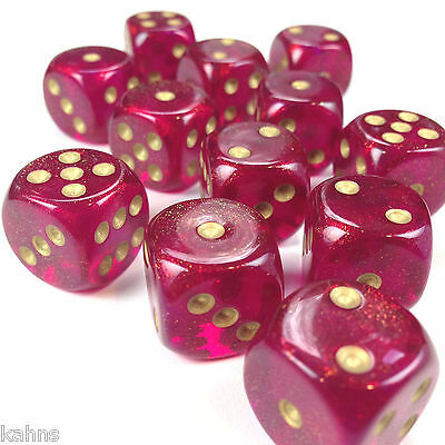 Chessex Borealis™ Magenta with Gold Pips 12 mm Dice Block (36 dice)
