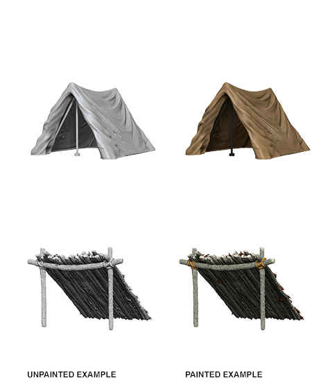 WizKids Deep Cuts Unpainted Miniatures: Tent & Lean-To Painted Example