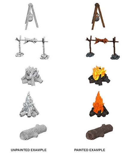 WizKids Deep Cuts Unpainted Miniatures: Campfire & Sitting Log Painted Example