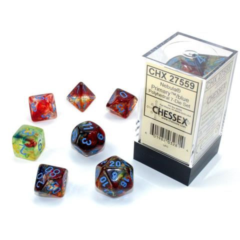 Chessex Nebula Primary Luminary™ Polyhedral Dice with Turquoise  Numbers - Set of 7