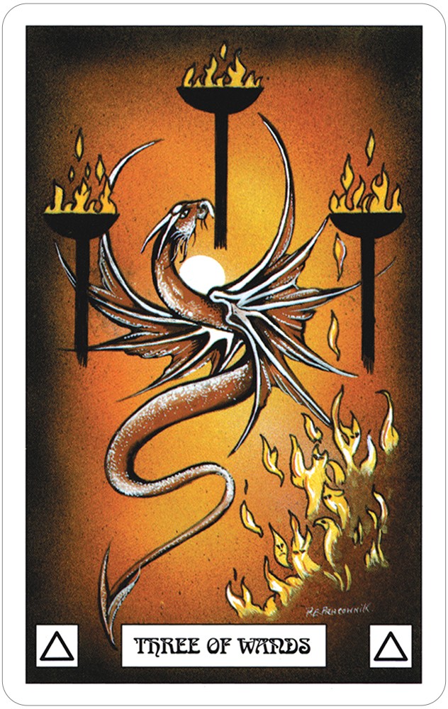 Tarot Card Set - Dragon Tarot Three of Wands