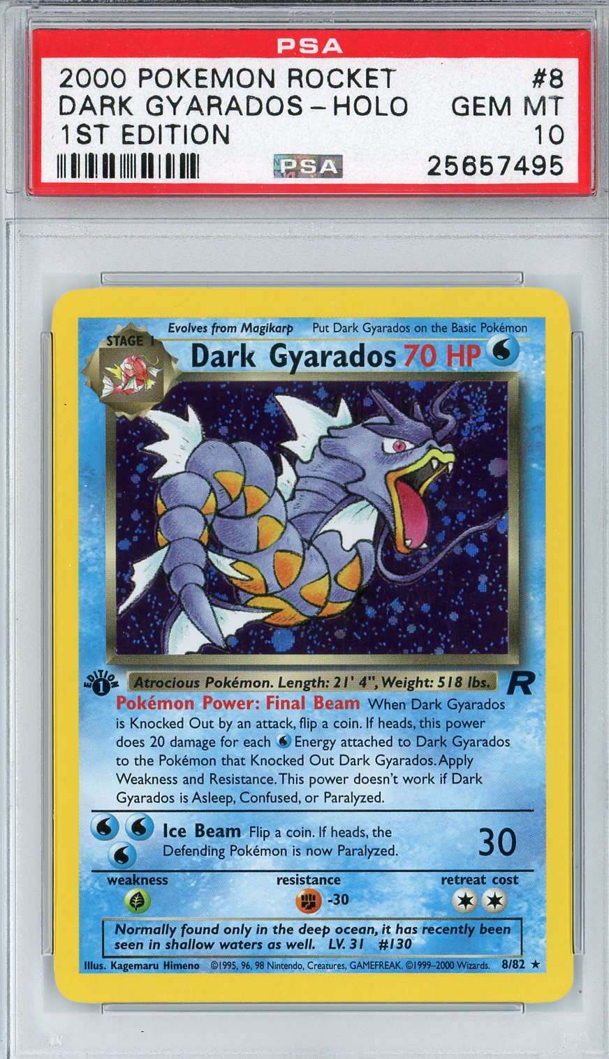 Pokémon - Dark Gyarados - Holo Team Rocket 1st Edition #8 PSA 10